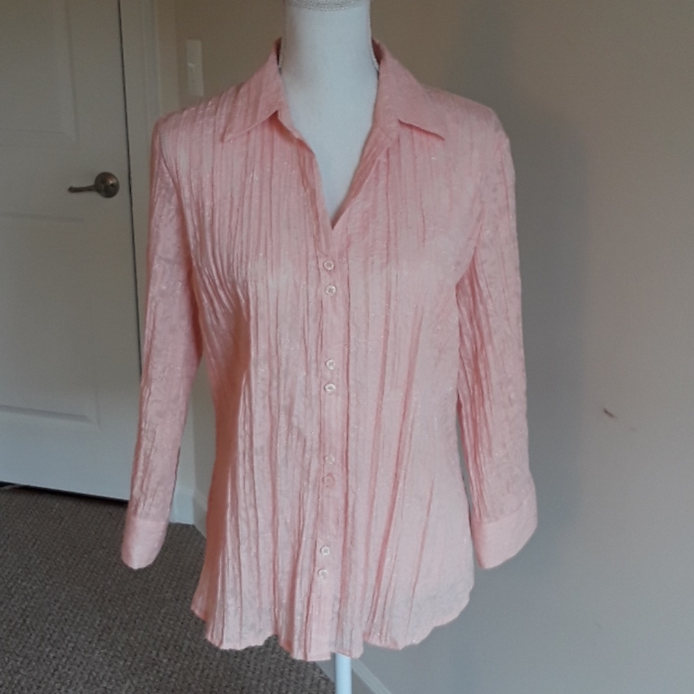 APT 9: Peach Embroided Button Down Shirt